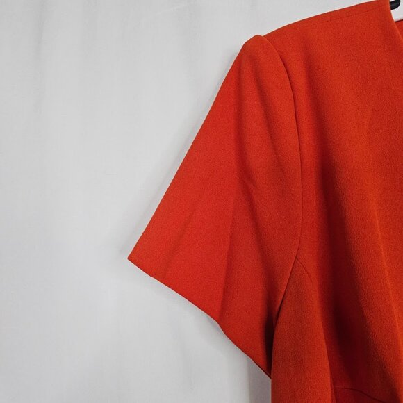 NWT CALVIN KLEIN Faux Wrap Dress ORANGE CLAY size 16 Ruffle Hem Summer Feminine - Picture 7 of 11